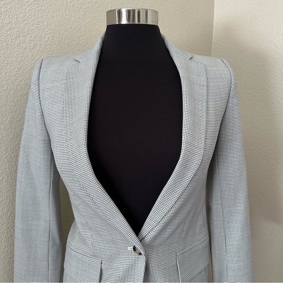 CLUB MONACO Borrem Single Button Blazer Wool Blend White Grey Size 10 - Picture 4 of 16